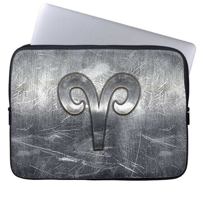 Funda Para Portátil Símbolo zodiaco de Aries en estilo angustiado (Frente)