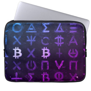 Funda Para Portátil Símbolos de Bitcoin (Estilo: Miami Púrpura - 13)