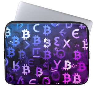 Funda Para Portátil Símbolos de Bitcoin (Estilo: Miami Púrpura - 7)