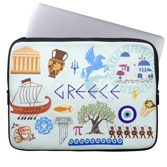 Funda Para Portátil Símbolos de Grecia para los amantes de los viajes (Frente)