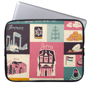 Funda Para Portátil Símbolos retro de la cultura jordana ilustrados