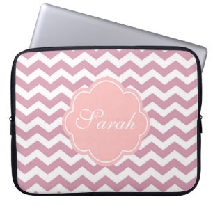 Funda Para Portátil simple, elegante, moderno chevron zigzag rosa
