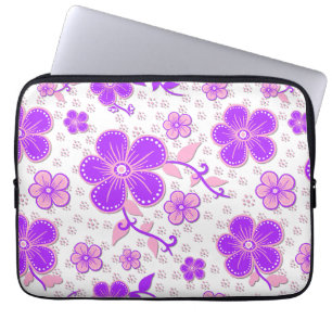 Funda Para Portátil Simple estampa de acuarela floral púrpura y rosa