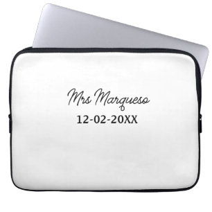 Funda Para Portátil simple monograma mínimo sra Sr nombre fecha año Th