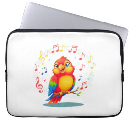 Funda Para Portátil **Singing Parrot – Cute Parrot Singing Illustratio