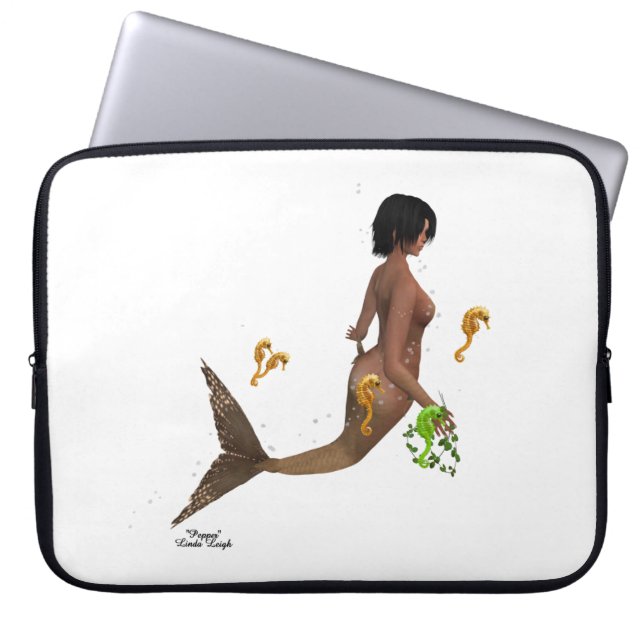 Funda Para Portátil Sirena Cuidada Con Caballos De Mar Manga Portátil (Frente)
