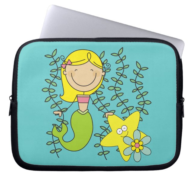Funda Para Portátil Sirena rubia (Frente)