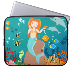Funda Para Portátil Sirena y delfines en la fiesta de cumpleaños del m