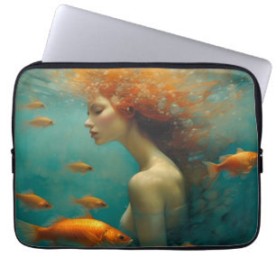 Funda Para Portátil Sirena y pez dorado