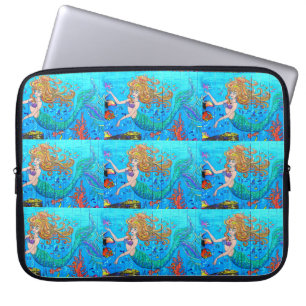 Funda Para Portátil sirenas pelirrojas con manga azul