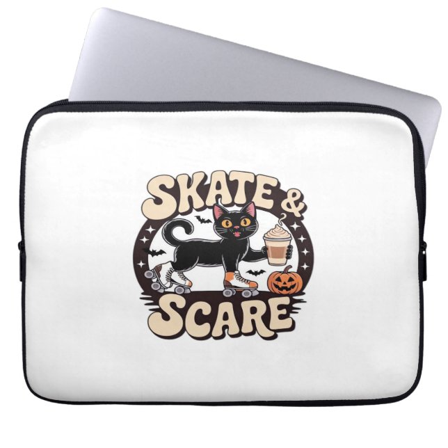 Funda Para Portátil Skate & Scare - Patinaje Patrocinador Cuto Negro (Frente)
