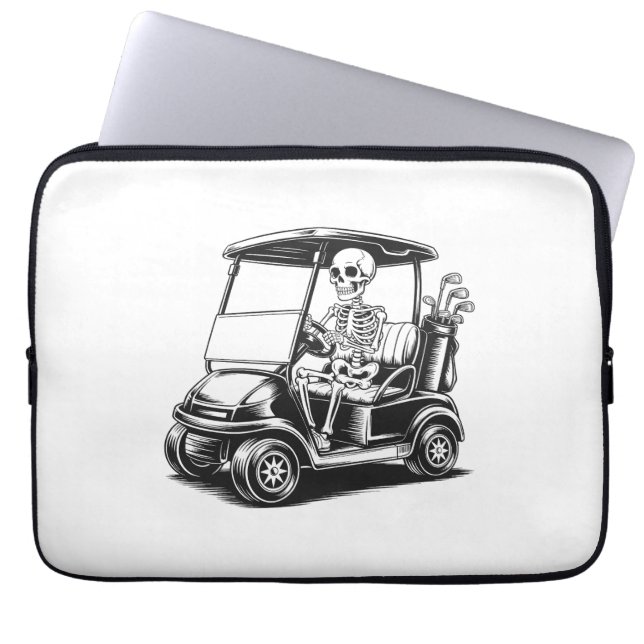 Funda Para Portátil Skeletal Golfer Skull Jugando Golf (Frente)