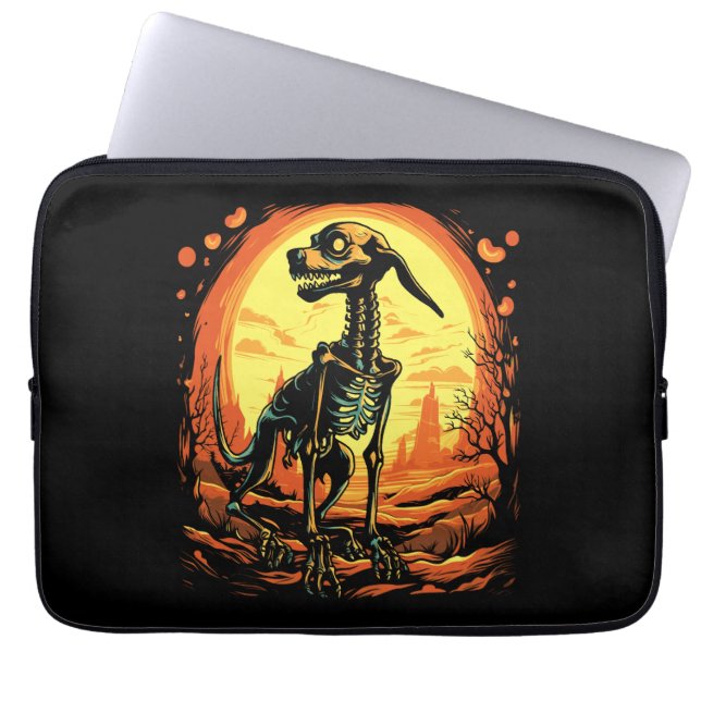 Funda Para Portátil Skeleton Dog Halloween Art (Frente)