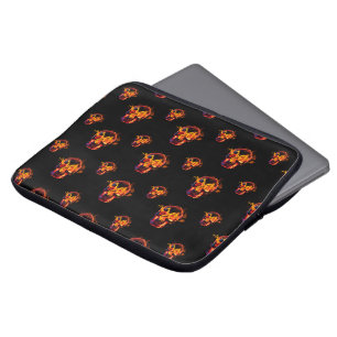 Funda Para Portátil Skeleton Skeleton en llamas retro muerto