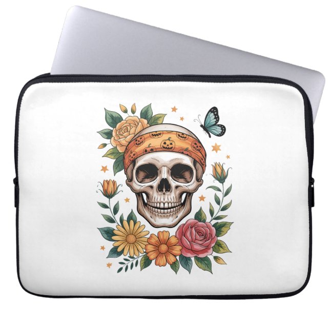 Funda Para Portátil Skull Floral Halloween Spooky (Frente)