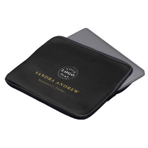 Funda Para Portátil Sleek Logo Portátil Sleeve con nombre y título