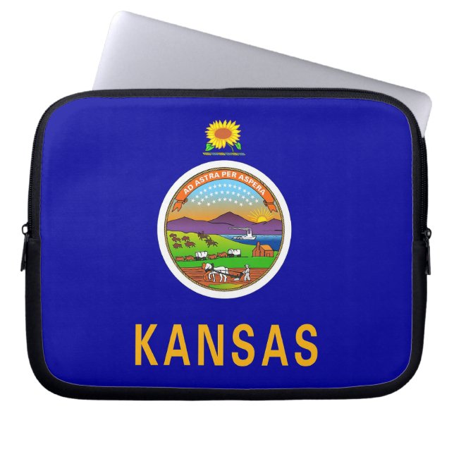 Funda Para Portátil Sleeve portátil de bandera estatal de Kansas (Frente)