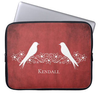 Funda Para Portátil Sleeve portátil Red Lovebirds Floral Vine