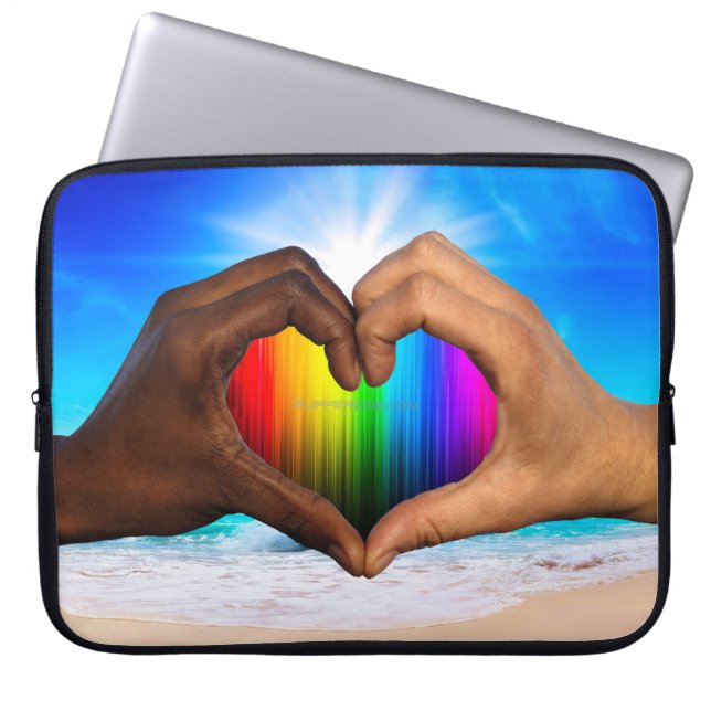 Funda Para Portátil SlipperyJoe gradiente de corazón de arcoíris vívid (Frente)