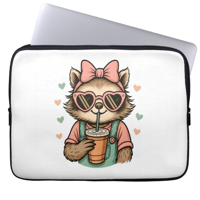 Funda Para Portátil Sloth Chica Coffee Lover (Frente)