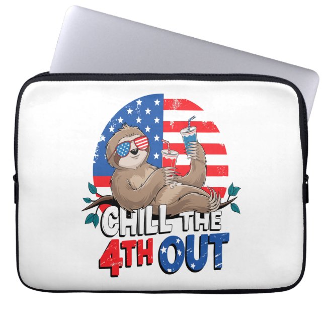 Funda Para Portátil Sloth Chill the 4out Patriotic USA (Frente)