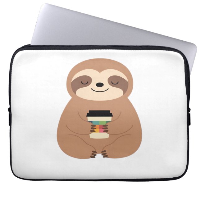 Funda Para Portátil Sloth Coffee Time Classic T-Shirt (Frente)