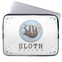 Sloth on Tree and Globe with Sloth Nation Textos