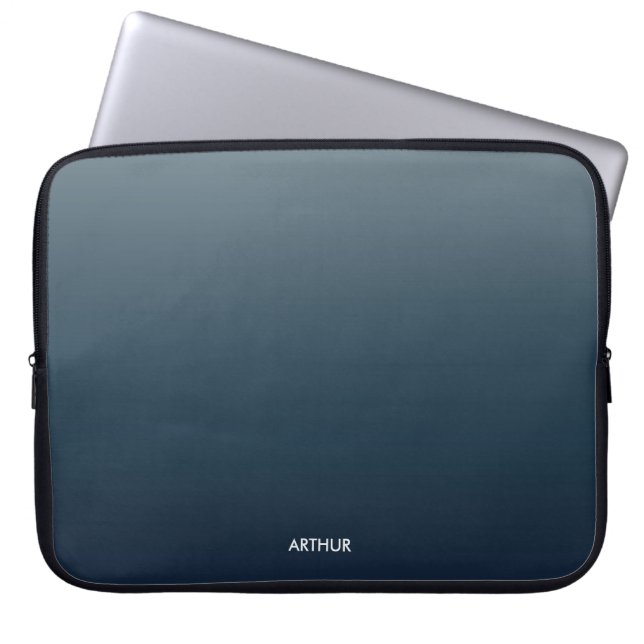 Funda Para Portátil Smoky Blue Gradient Ombre Personalized (Frente)