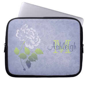 Funda para portátil Smoky Blue Green Peony Damask