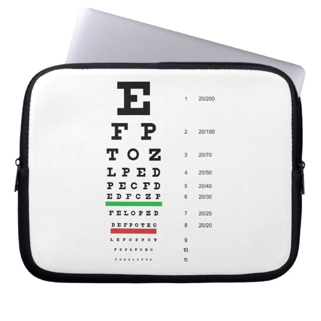 Funda Para Portátil Snellen Eye Chart Manga De Portátil (Frente)