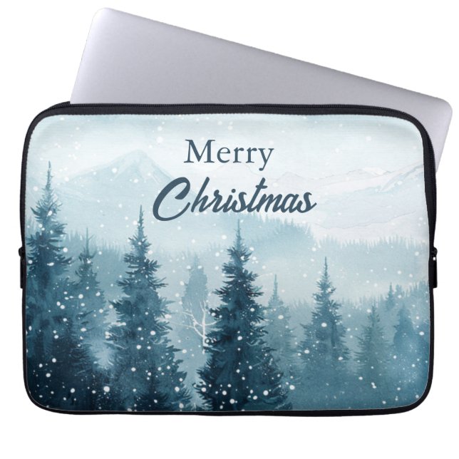 Funda Para Portátil Snowy Christmas Trees  (Frente)