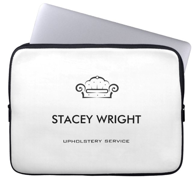 Funda Para Portátil Sofá de la silueta negra tapicería blanco (Frente)