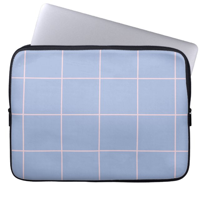 Funda Para Portátil Soft Blue & Pink Grid Pattern (Frente)