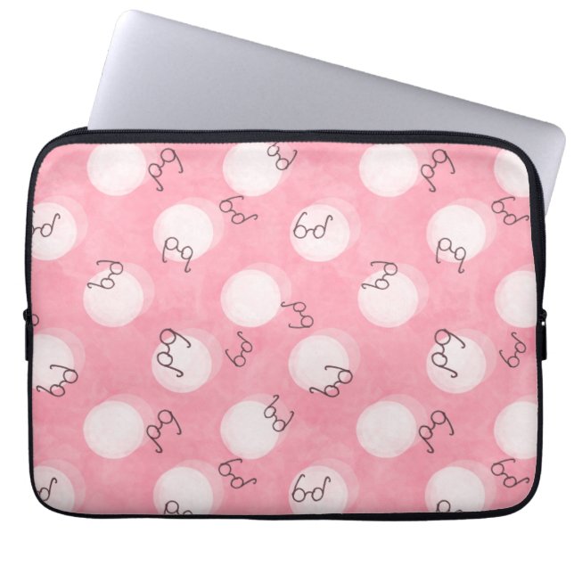 Funda Para Portátil Soft Pink Cute Pattern – Minimal Aesthetic Polka (Frente)