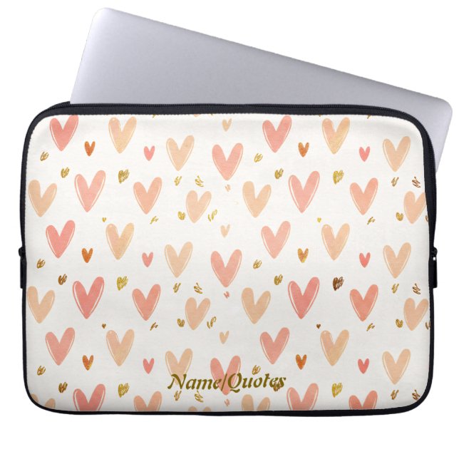 Funda Para Portátil Soft Pink Hearts Seamless Pattern (Frente)