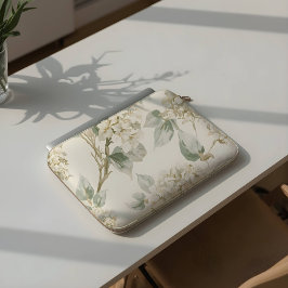 Funda Para Portátil Soft White Hydrangea Floral Pattern