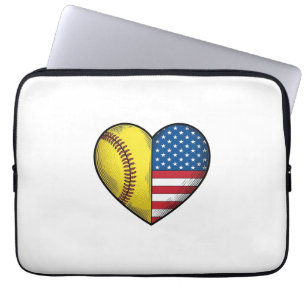 Funda Para Portátil Softbol bandera de EE. UU. corazón diseño vectoria