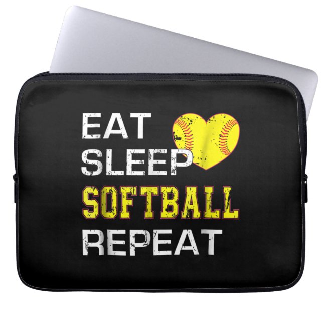 Funda Para Portátil Softbol Comer Sleep Sofball Repetir (Frente)