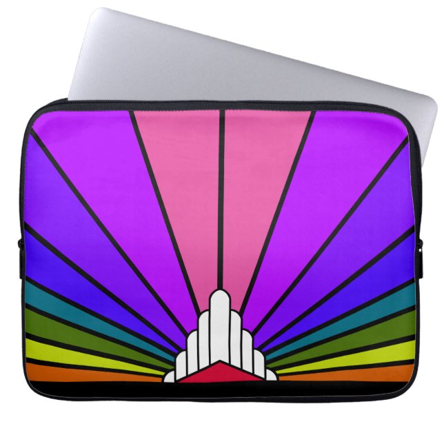 Funda Para Portátil Sol Art Decó en arco iris (Frente)