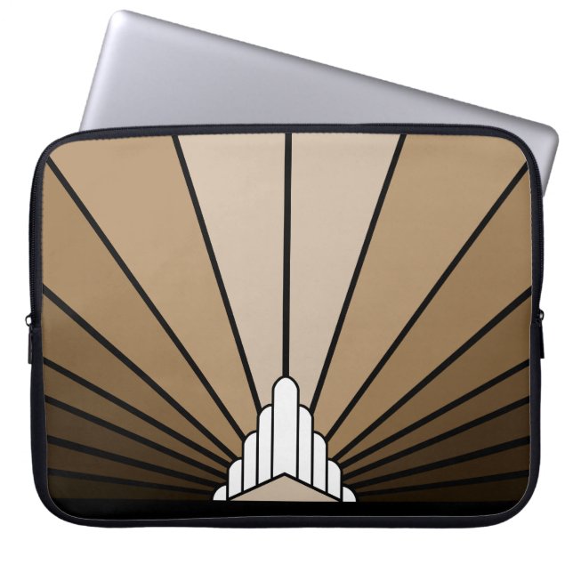 Funda Para Portátil Sol Art deco en tan Electronics Bag (Frente)