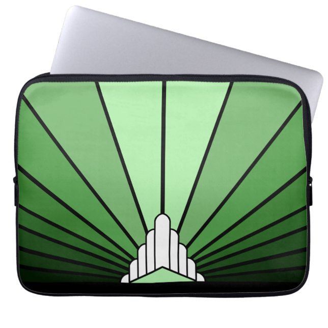 Funda Para Portátil Sol Art Decó en verde (Frente)