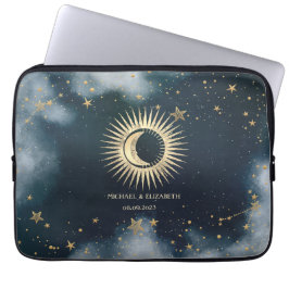 Funda Para Portátil Sol de oro celeste, luna, cielo nocturno de estrel