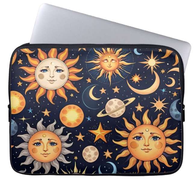 Funda Para Portátil Sol negro y luna (Frente)