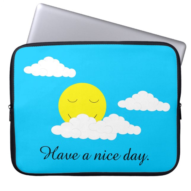 Funda Para Portátil Sol sonriente con nubes de palomitas: (Frente)