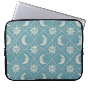 Funda Para Portátil Sol y Luna Celestiales Verde Azulado
