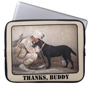 Funda Para Portátil Soldado en Camo con su perro militar