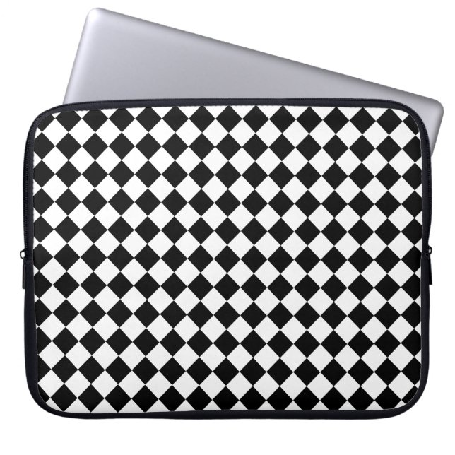 Funda Para Portátil Solid Black and White Chevron Pattern (Frente)