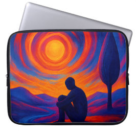 Funda Para Portátil Solitude Under the Sun Abstract Blue and Orange