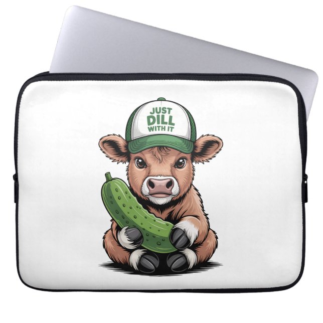Funda Para Portátil Sólo cállate con ella vaca, curiosa lechuga (Frente)