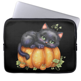 Funda Para Portátil Sólo dando vueltas, descansando gatito en calabaza